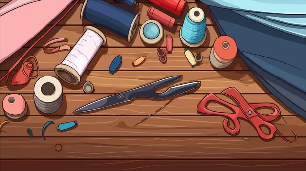 Stół z narzędziami do haftu